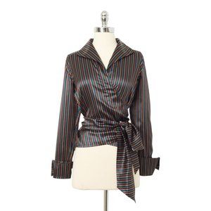 NWOT J Peterman Toots Shor satin wrap blouse (L)